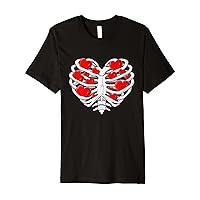 Skeleton Heart Rib Cage X-Ray Funny Men Women Valentines Day Premium T-Shirt