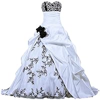 Women's Sweetheart Beaded Taffeta Embroidery Wedding Dresses Bridal Gown
