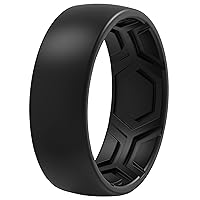 Silicone Rings for Men - 7 Rings / 4 Rings / 1 Ring - Breathable Patterned Design Wedding Bands 8mm Wide - 2.5mm Thick