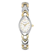 Bulova Ladies' Classic Two-Tone Stainless Steel 3-Hand Quartz, White Patterned Dial Style: 98V02