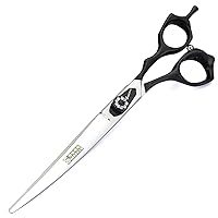 Hairdresser scissors, semi-black handle scissors, Japan 440c steel, cutting scissors + thinning scissors + bending scissors set (Curved scissors)