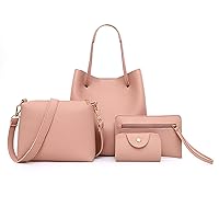 [Peiiwdc] Shoulder Bag, 4pcs/set Leather Women Handbag Shoulder Bag Tote Card Holder Purse Satchel