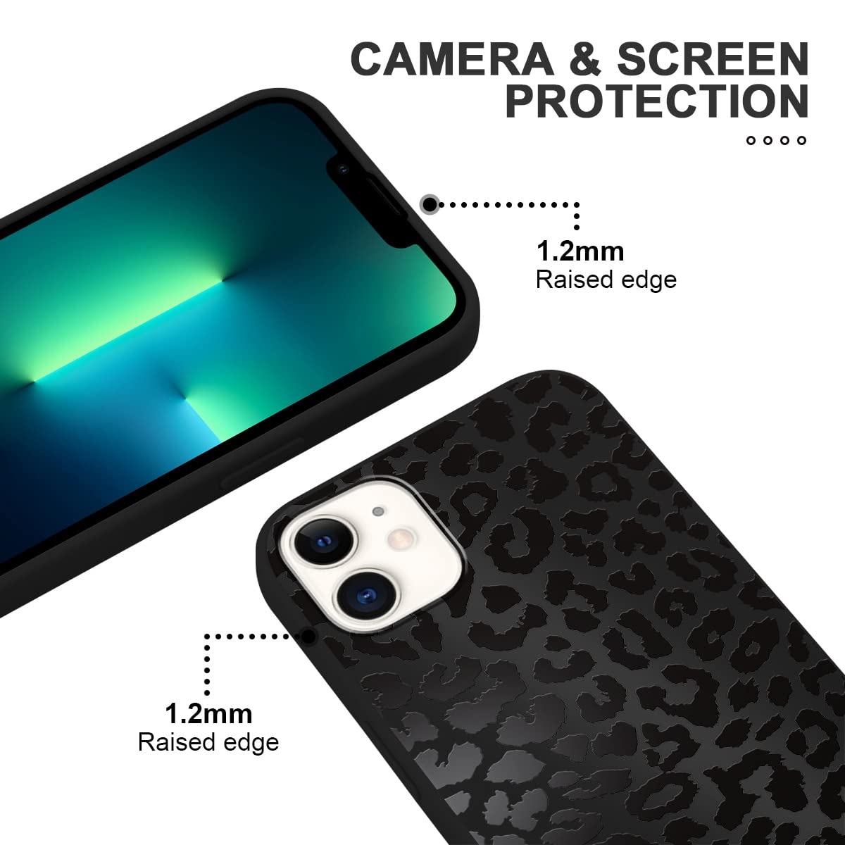 RUMDEY 2 Pack Cute Cheetah Print for Apple iPhone 11 6.1 Inch Phone Case,Luxury Leopard Pattern Design Cases Soft Silicone Slim TPU Shockproof Protective Bumper Cover for Women Girls-Black & White