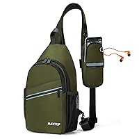 MAXTOP 【2 CROSSBODY BAG】 One Army Green Sling Bag Backpack Compare with One 5-Zipper Pockets Pink Belt Bag Travel Essentials