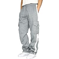 Men's Heavyweight Cargo Fleece Sweatpants Stretch Elastic Waist Joggers Athletic Pants Drawstring Trousers with Pockets