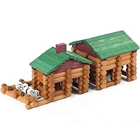 Joqutoys 170 PCS Classic Building Log Toys, Wood Logs Set Set for Boy, Creative Construction Educational Gift for Kids Ages 3+