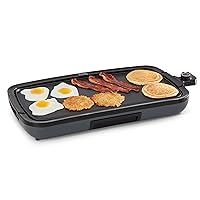 DASH Deluxe Everyday Electric Griddle with Dishwasher Safe Removable Nonstick Cooking Plate for Pancakes, Burgers, Eggs and more, Includes Drip Tray + Recipe Book, 20” x 10.5”, 1500-Watt - Grey