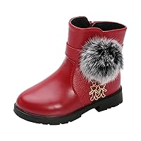 Bigs/Little Girls Boots, Warm Winter Snow Boots Walking Shoes Sneakers with Cotton Lining and Cute Bow