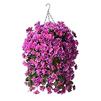 INQCMY Artificial Hanging Flowers in Basket for Outdoors Spring Decoration,Fake Silk Begonia Flowers Arrangements,12 inch Hanging Baskets with Artificial Flowers for Home Porch Garden