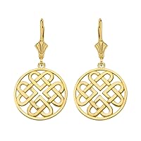 SOLID YELLOW GOLD WOVEN CELTIC HEARTS CIRCLE DROP EARRING SET (SMALL) - Gold Purity:: 10K