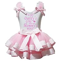 Petitebella Happy I'm My Daddy Girl White Shirt Dots Pink Petal Skirt Set Nb-8y