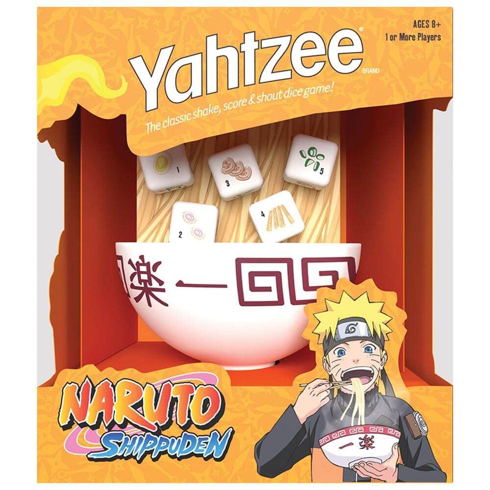 USAOPOLY YAHTZEE: Naruto Shippuden | Collectible Ramen Bowl Dice Cup | Classic Dice Game Based on Anime Show | Great for Family Night | Officially-Licensed Game & Merchandise