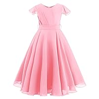 Flower Girl Chiffon A-line Dresses Wedding Junior Bridesmaid Party Princess Pageant Communion Maxi Gowns with Belt