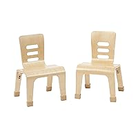 ECR4Kids Bentwood Chair, 12in Seat Height , Stackable Seats, Natural, 2-Pack