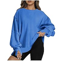 Womens Oversized Sweatshirts Long Sleeve Crewneck Fleece Pullover Teen Girls Cute Tops Casual Loose Fall Y2k Clothes