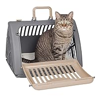 SportPet Designs Foldable Travel Cat Carrier - Front Door Plastic Collapsible Carrier Collection, Waterproof Bed