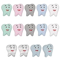 CHGCRAFT 14Pcs 7Colors Tooth Shape Silicone Beads Tooth Spacer Beads for DIY Necklaces Bracelet Keychain Making Handmade Crafts, Mixed Color