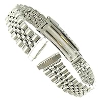 10-14mm Gilden Silver Stainless Steel Ladies Fold Over Buckle Watch Band Long 1044