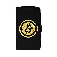 Bitcoin Logo PU Leather Wallet Purse Clutch Coin Pocket Money Clip With Card Holder for Women Men