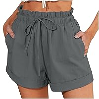 ZunFeo Womens Shorts Trendy 2023 Ruffle Elastic Waist Flowy Shorts Loose Fit Ruffle Boho Beach Shorts with Pocket