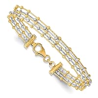 14 kt Two Tone Gold Bright Cut Two-Tone Beaded Multi-strand Wire Bangle