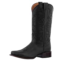 Texas Legacy Mens Black Western Leather Cowboy Boots Rodeo Wear Square Toe