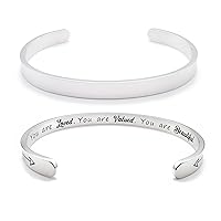 Inspirational Bracelets for Women Personalized Jewelry Gifts Cuff Bracelet with Sayings Motivational Bracelet with Hidden Message Engraved Bangles for Best Friend/Mom/Daughter