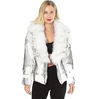 Women Real Rabbit Fur Coat with Genuine Fox Raccoon Fur Collar Leopard