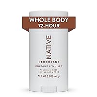 Native Whole Body Deodorant Stick Contains Naturally Derived Ingredients, Deodorant for Men and Women | 72 Hour Odor Protection, Aluminum Free with Coconut Oil and Shea Butter | Coconut & Vanilla