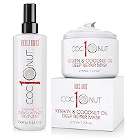 BOLD UNIQ Hair Mask with Coconut Oil and Keratin Protein & Coconut Heat Protection Spray Bundle - Intensive Moisturizing Repair for Dry-Damaged Hair