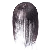 Human Hair Toppers Clip in, 7x10cm Mono Topper Wiglet Hairpieces with Bangs for Women Natural Hairline, 16