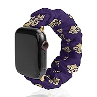Fleur De Lis Mardi Gras Watch Band Compitable with Apple Watch Elastic Strap Sport Wristbands for Women Men
