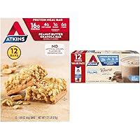 Peanut Butter Granola Protein Meal Bar, High Fiber, 16g Protein, 1g Sugar, 4g Net Carb & Milk Chocolate Delight Protein Shake, 15g Protein, Low Glycemic, 2g Net Carb, 1g Sugar