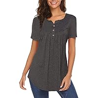 Button Up V Neck Tops Womens Tunic Short Sleeve Shirt Plus Size Tee Casual Retro Print Fashion Blouse Summer 2024 Tshirt