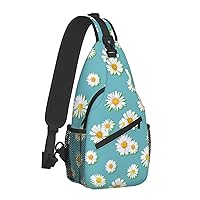 Daisy Flowers Sling Backpack Crossbody Shoulder Bag Travel Hiking Daypack Chest Bags For Women Men
