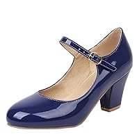 Womens Fashion 7.5CM High Heels Lolita Princess Single Shoes Ankle Strap Concise Maid Mary Jane Pumps