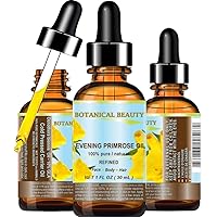 EVENING PRIMROSE OIL 100% Pure Natural Undiluted Unrefined Virgin Cold Pressed Carrier Oil. 1 Fl.oz.- 30 ml for face, skin, hair, nails. Rich in essential fatty acids GLA by Botanical Beauty