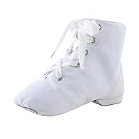 Canvas Jazz Boots for Girls Lace-up Dancing Sneakers for Boys Split-Sole Dance Shoes Ballet Performance Indoor