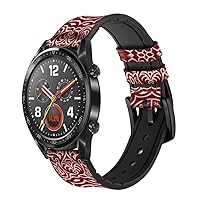 CA0837 Yen Pattern Leather & Silicone Smart Watch Band Strap for Wristwatch Smartwatch Smart Watch Size (22mm)