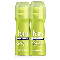 Ban Powder Fresh 24-hour Invisible Antiperspirant, Roll-on Deodorant for Women and Men, Underarm Wetness Protection, with Odor-fighting Ingredients, 3.5 Fl Oz (Pack of 2)