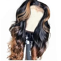 QUINLUX Hair 360 Lace Frontal Human Hair Wigs 150% Density Body Wave Wigs Ombre Color 1BT30 Glueless Brazilian Human Hair Lace Wigs With Highlight Pre Plucked (18 Inch, 360 lace frontal wig)