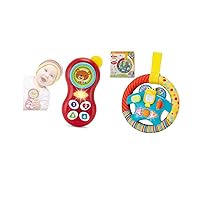 KiddoLab Interactive Baby Play Essentials: Musical Cell Phone Toy and Steering Wheel with Lights & Sounds - Engaging Learning Toys for Ages 3-12 Months.