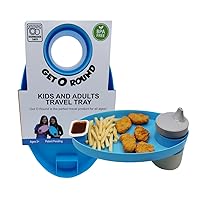 Kids Travel Tray with Sauce Holder, Kids Travel Tray for car seat, Travel Essentials for Food, Fries, Snacks and Drink Holder, Universal fit Cup Holder.