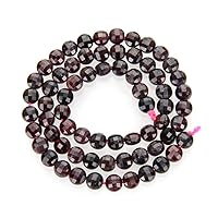 3 Strands Adabele Natural Garnet Healing Gemstone 6mm Flat Coin Faceted Loose Round Stone Beads (201-216pcs Total) for Jewelry Making GZ13-3