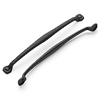 Hickory Hardware Solid Core Kitchen Cabinet Pulls, Luxury Cabinet Handles, Hardware for Doors & Dresser Drawers, 18 Inch Hole Center, Black Iron, Refined Rustic Collection