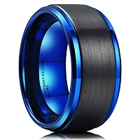 King Will Basic Tungsten Ring for Men 6mm 7mm 8mm 9mm 10mm Silver Blue Tungsten Wedding Band Matte Brushed Finish Comfort Fit