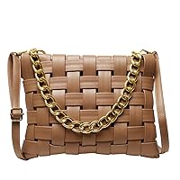 Women Woven Crossbody Bag Purses Soft Leather Shoulder Handbags with 2 Removable Strap