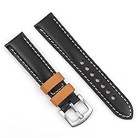 Onthelevel Genuine Leather Watch Band Premium Calfskin Retro Stitching Design Watch Strap for Men Women - 18mm 20mm 22mm 24mm