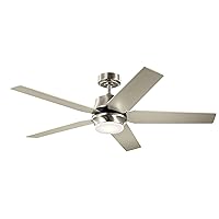 Kichler Maeve 52 inch LED Ceiling Fan with Satin Etched Cased Opel Glass in Brushed Stainless Steel with Brushed Nickel Blades