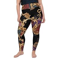 Plus Size Leggings for Women Girls Mosaic Baroque Black Yoga Pants
